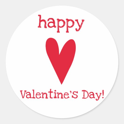 Fijne Valentijnsdag! Red Heart Ronde Sticker (Voorkant)