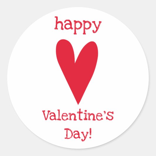 Fijne Valentijnsdag! Red Heart Ronde Sticker (Voorkant)