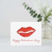 Fijne Valentijnsdag Red Lips Lipstick Kiss Love Feestdagenkaart (Staand voorkant)