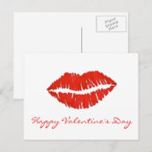 Fijne Valentijnsdag Red Lips Lipstick Kiss Love Feestdagenkaart (Voorkant / Achterkant)