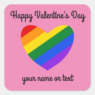 Fijne Valentijnsdag regenbooghartslag #1 Stickers