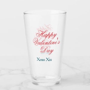 Fijne Valentijnsdag rode blauwe xoxo liefde naam Glas