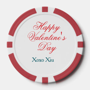 Fijne Valentijnsdag rode blauwe xoxo liefde naam Poker Chips