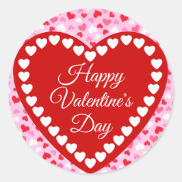 Fijne Valentijnsdag Rode en Roze Hart Ronde Sticker