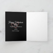 Fijne Valentijnsdag rode glitters hart zwarte naam Kaart (Binnen)