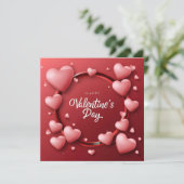Fijne Valentijnsdag Rode Hart Feestdagenkaart (Staand voorkant)