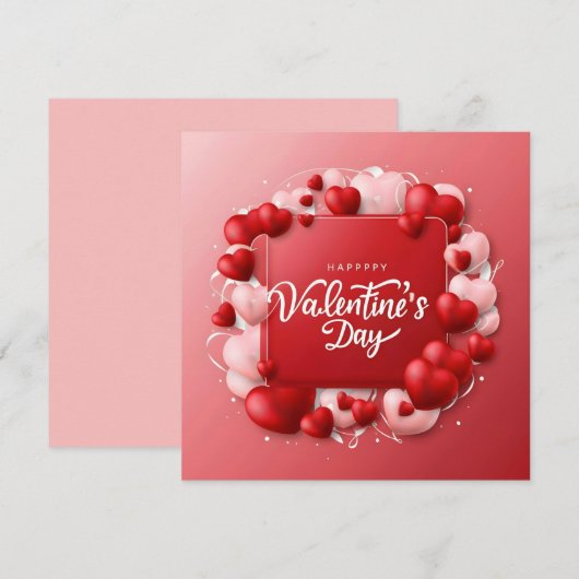 Fijne Valentijnsdag Rode Hart Feestdagenkaart (Voorkant / Achterkant)