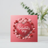 Fijne Valentijnsdag Rode Hart Liefde Feestdagenkaart (Staand voorkant)