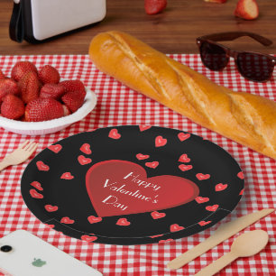 Fijne Valentijnsdag Rode Hart Papieren Bord