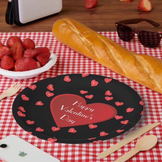 Fijne Valentijnsdag Rode Hart Papieren Bord (Picknick)