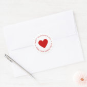 Fijne Valentijnsdag Rode Hart Ronde Sticker (Envelop)