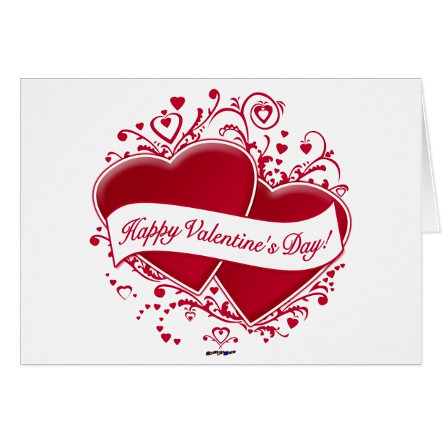 Fijne Valentijnsdag! Rode harten (Voorkant Horizontaal)
