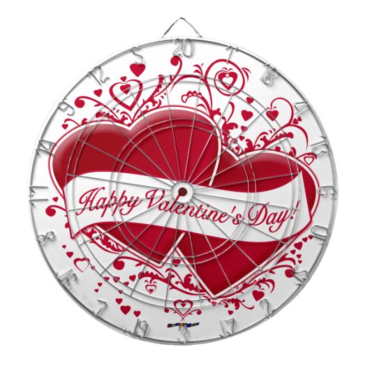 Fijne Valentijnsdag! Rode harten Dartbord (Voorkant)