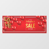 Fijne Valentijnsdag Rode Harten Gold Tekst Raamsticker (Vel)