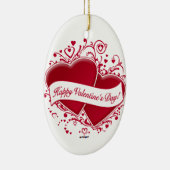 Fijne Valentijnsdag! Rode harten Keramisch Ornament (Rechts)