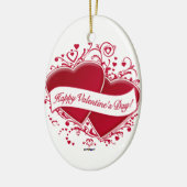 Fijne Valentijnsdag! Rode harten Keramisch Ornament (Links)