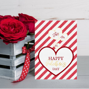 Fijne Valentijnsdag Rode Harten Krijt Strepen Folie Feestdagenkaart