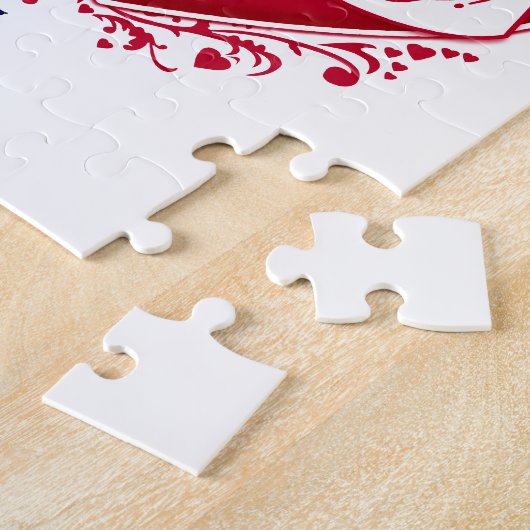 Fijne Valentijnsdag! Rode harten Legpuzzel (Zijkant)