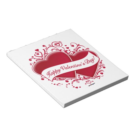Fijne Valentijnsdag! Rode harten Notitieblok (Schuin)