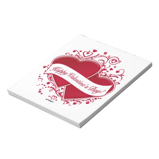Fijne Valentijnsdag! Rode harten Notitieblok (Linkerzijde)