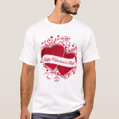 Fijne Valentijnsdag! Rode harten T-shirt (Voorkant)