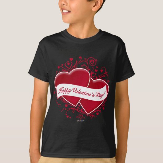 Fijne Valentijnsdag! Rode harten T-shirt (Voorkant)