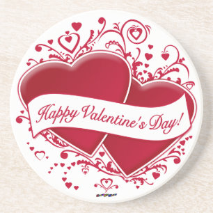 Fijne Valentijnsdag! Rode harten Zandsteen Onderzetter