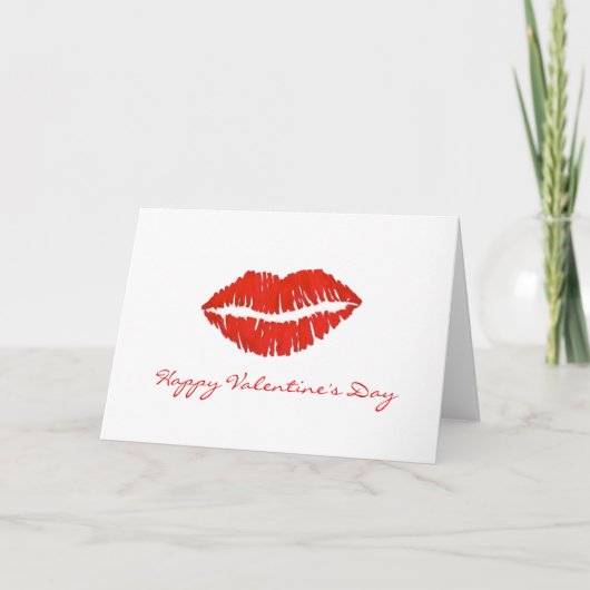 Fijne Valentijnsdag Rode lipstick lips Kus Print Feestdagen Kaart (Voorkant)