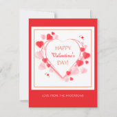 Fijne Valentijnsdag Rode Roze Harten Typografie  Feestdagenkaart (Voorkant)