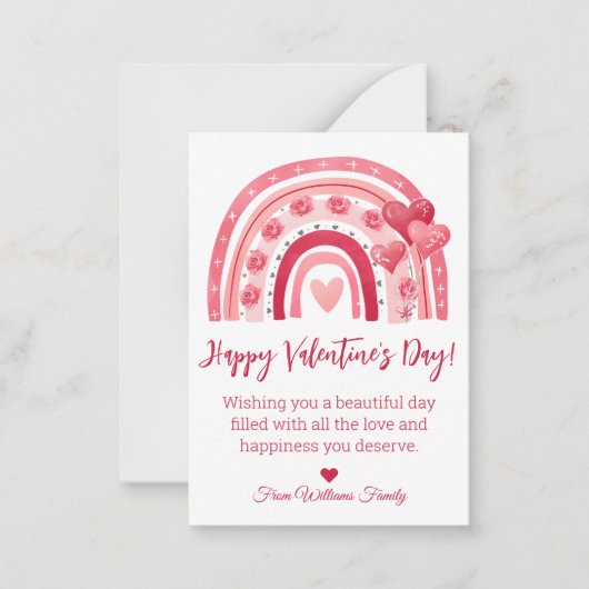 Fijne Valentijnsdag, Rode Roze Regenboog Vakantie Notitiekaartje (Voorkant)