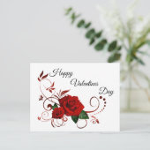 Fijne Valentijnsdag Rode Rozen Briefkaart (Staand voorkant)