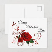 Fijne Valentijnsdag Rode Rozen Briefkaart (Voorkant / Achterkant)