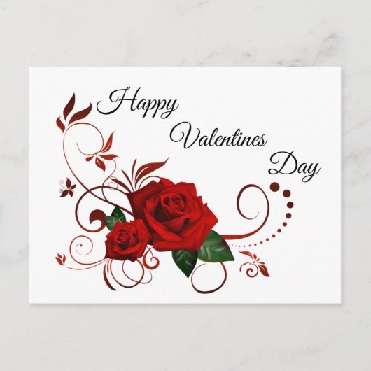Fijne Valentijnsdag Rode Rozen Briefkaart (Voorkant)