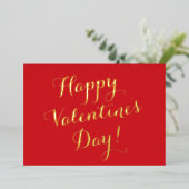 Fijne Valentijnsdag rode script kalligrafie Folie Feestdagenkaart (Staand Voorkant)