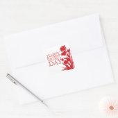 Fijne Valentijnsdag rode witte florale stickers (Envelop)