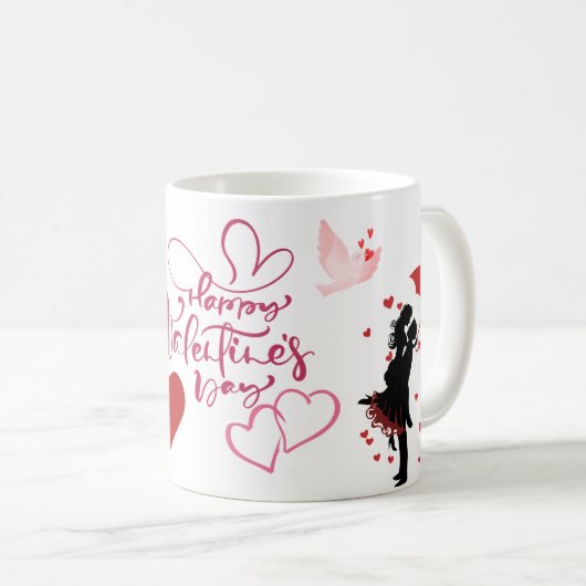 Fijne Valentijnsdag Romantische Hart Mok (Voorkant rechts)
