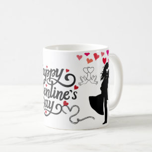 Fijne Valentijnsdag Romantische Silhouet Koffiemok