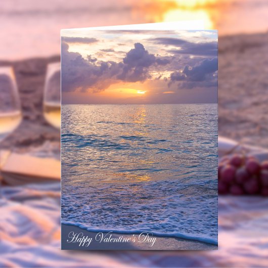 Fijne Valentijnsdag Romantische Zonsondergang Kaar Feestdagen Kaart