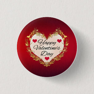 Fijne Valentijnsdag! Ronde Button 3,2 Cm
