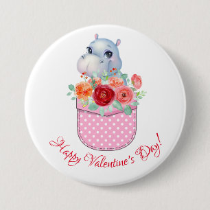 Fijne Valentijnsdag! Ronde Button 7,6 Cm