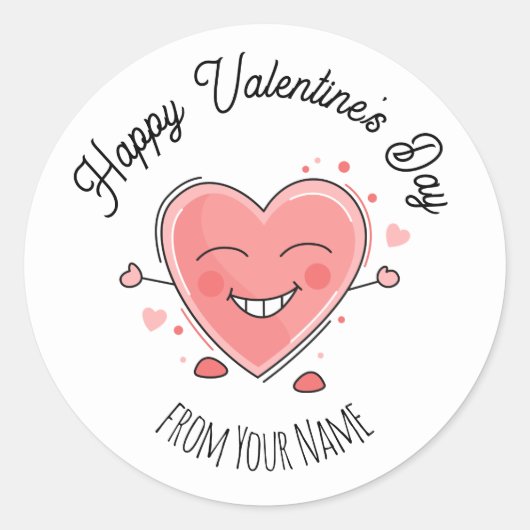 Fijne Valentijnsdag Ronde Sticker (Voorkant)