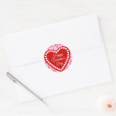 Fijne Valentijnsdag Rood en Roze Hart Ronde Sticker (Envelop)