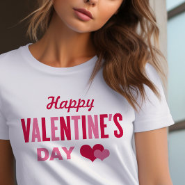 Fijne Valentijnsdag Rood en Roze hart Vrouwen T-shirt