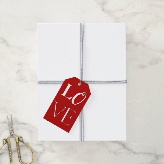 Fijne Valentijnsdag rood en wit Cadeaulabel (Met Touw)