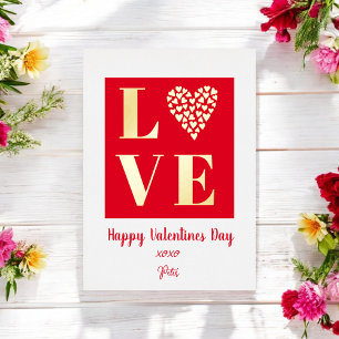Fijne Valentijnsdag Rood Goud Liefdes Schrift Folie Uitnodiging