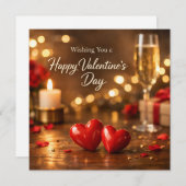 Fijne Valentijnsdag Rood Hart Kaarslicht Feestdagenkaart (Voorkant / Achterkant)