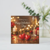 Fijne Valentijnsdag Rood Hart Kaarslicht Feestdagenkaart (Staand voorkant)