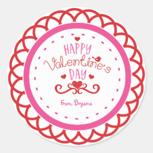 Fijne Valentijnsdag Rood & Roze Cute Sticker
