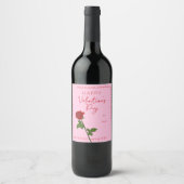 Fijne Valentijnsdag Roze Aangepaste Wijnlabel Wijn Etiket (Voorkant)