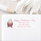 Fijne Valentijnsdag Roze Cupcake Sprinkles Etiket (Insitu)